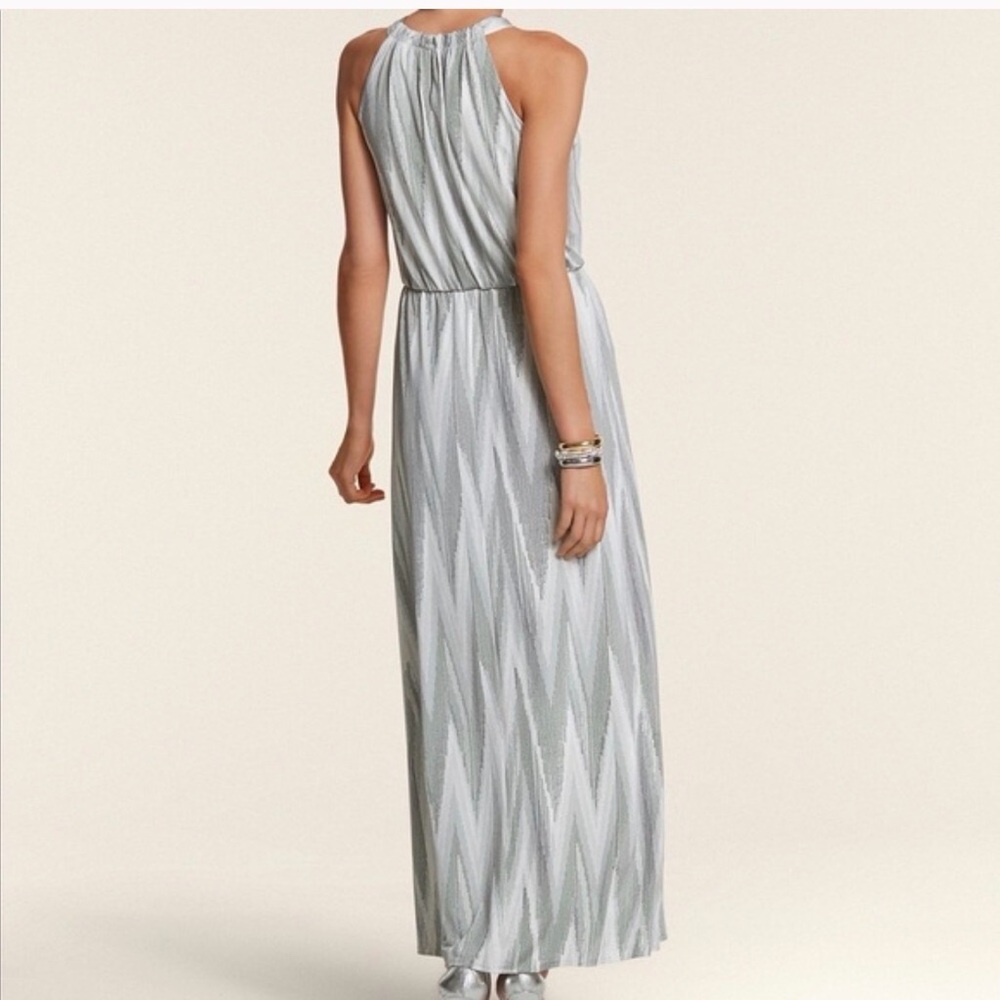 Chicos - Chevron Maxi Dress - Grey White - Size 2 - Picture 2 of 4